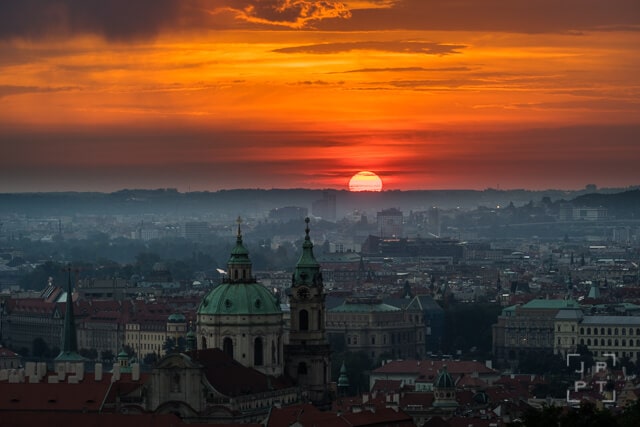 St. Nicolas church at sunrise, Prague