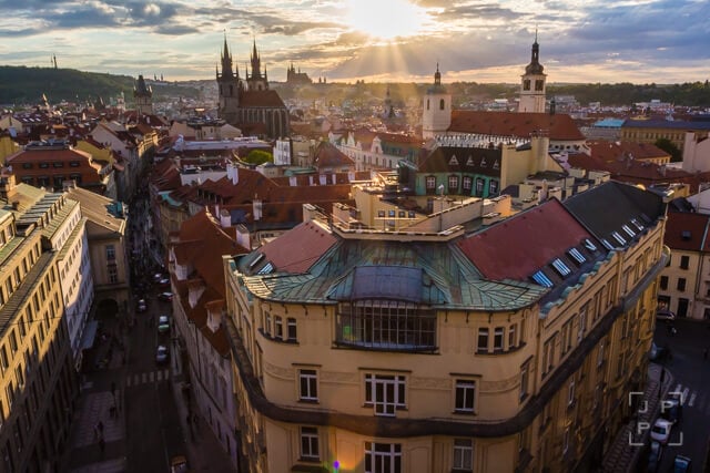Prague city center seen from Powder Tower