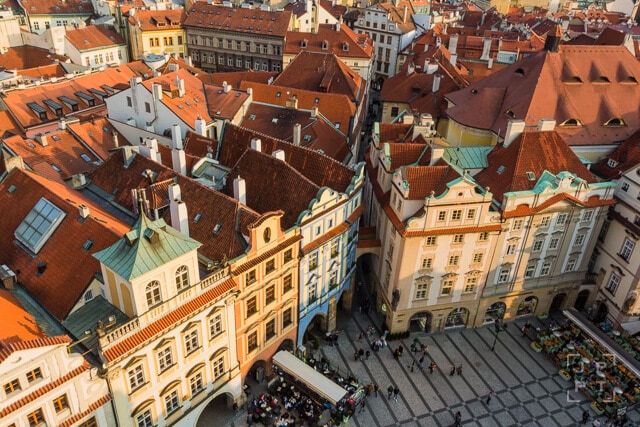 Typical red roofs in center of Prague