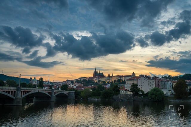Prague castle at sunset